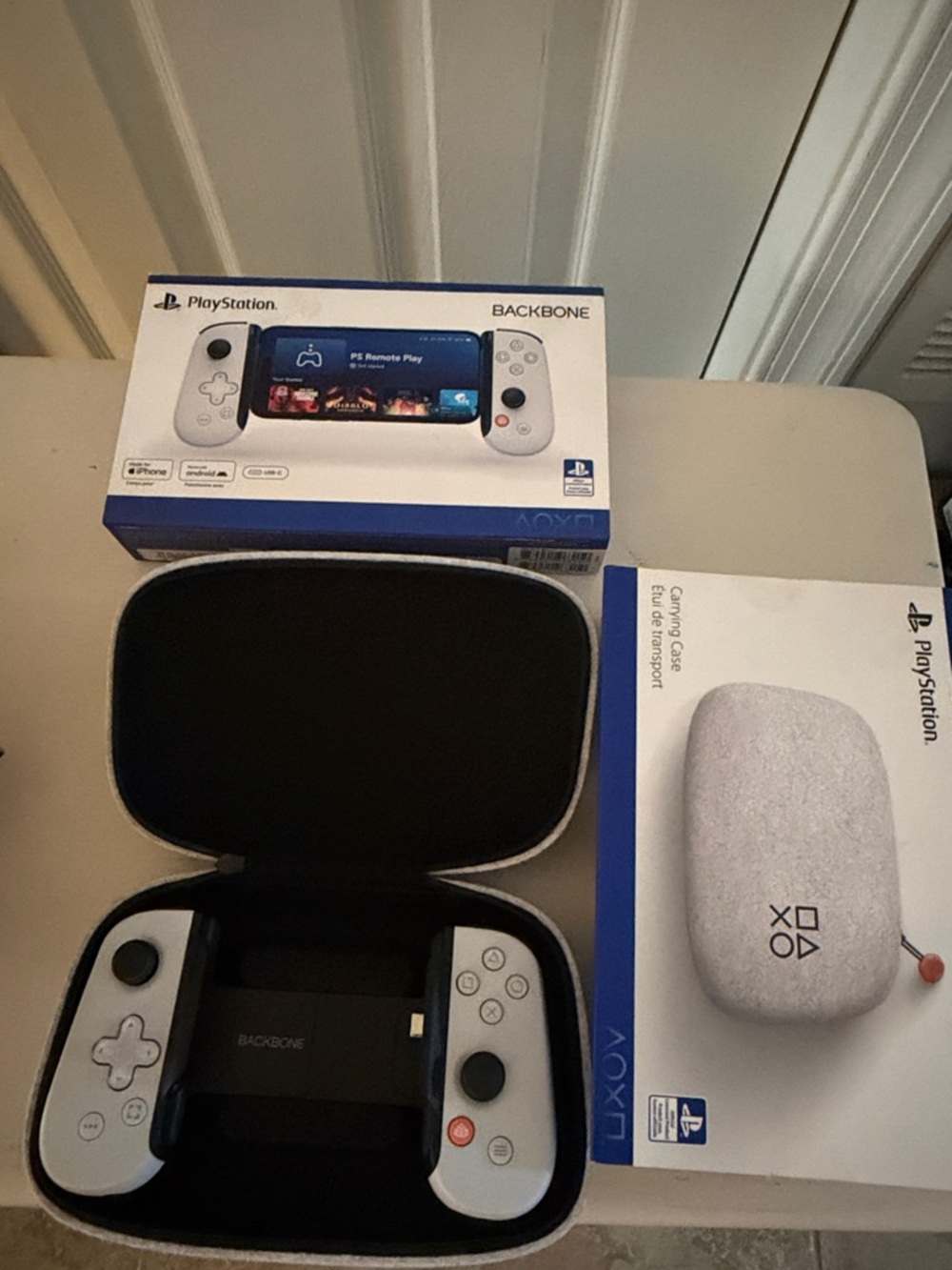 PlayStation Backbone One Mobile Controller with Light Gray Carrying Case